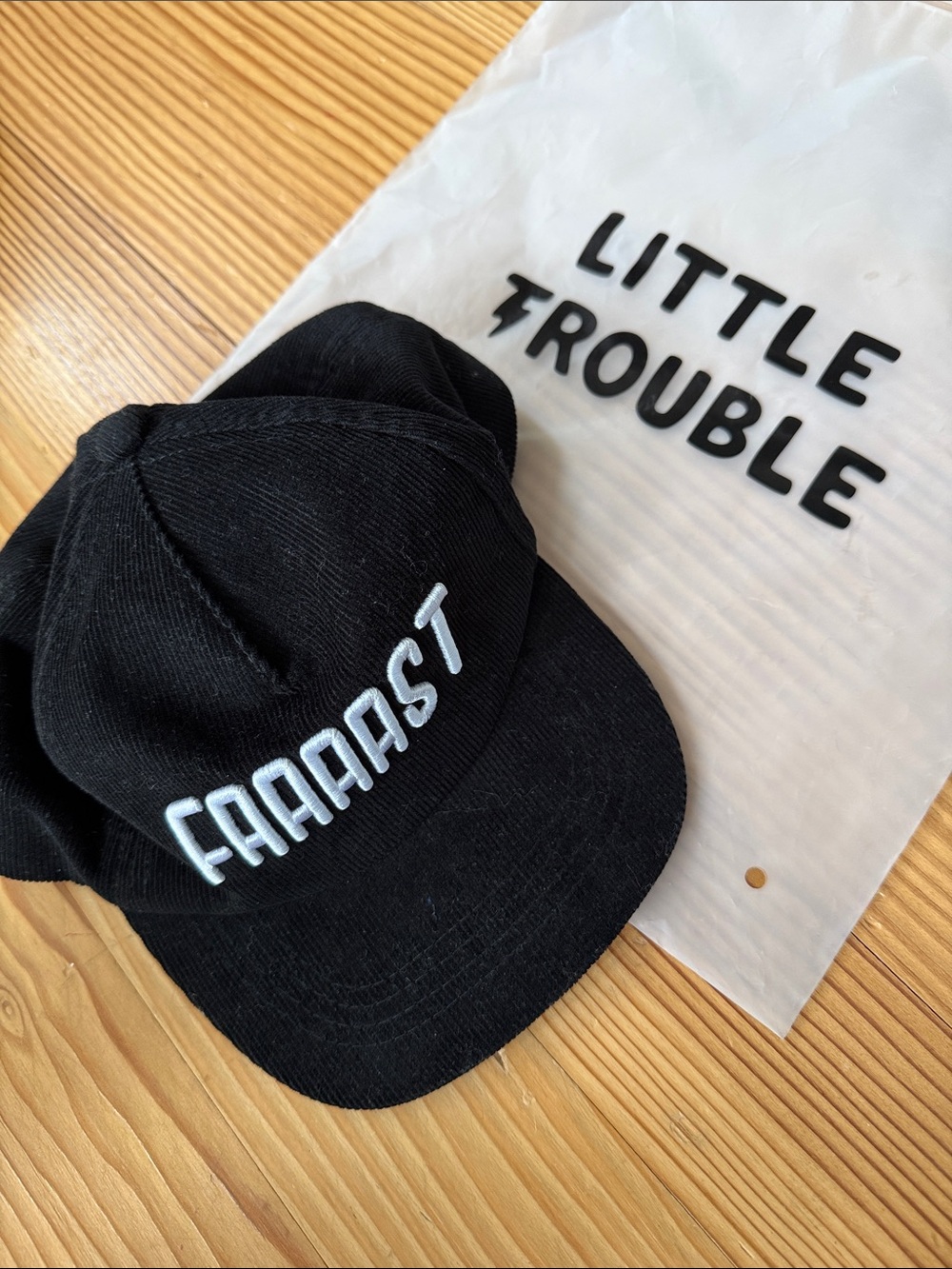 Black 'Faaast' Embroidered Baseball Cap by Little Trouble